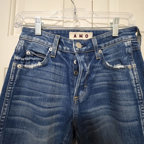 AMO Babe In Something Blue Raw Gem Size 26 Distressed Womens Jeans - Picture 3 of 11